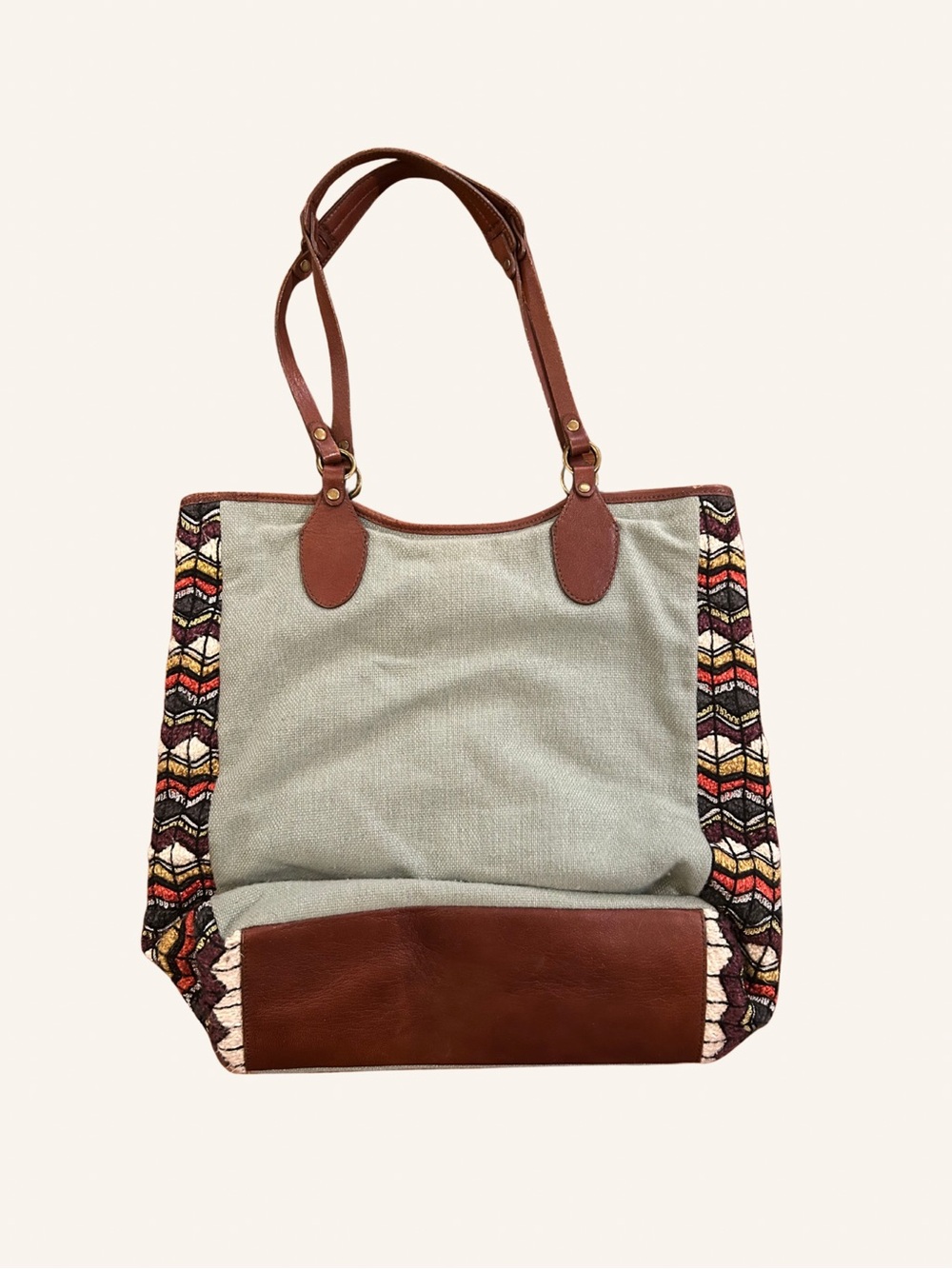 Anthropologie Jasper & Jeers Beaded Bird Tote Bag Leather Handles - Picture 6 of 12